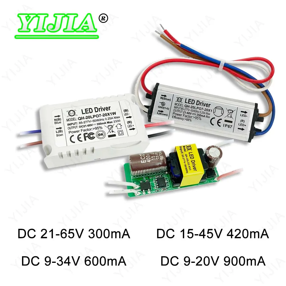 Фото Светодиодный привод 300mA 420mA 600mA 900mA Источник питания AC85 - 220V для светодиодного освещения 7W 10W 12W 15W 18W 20W №1