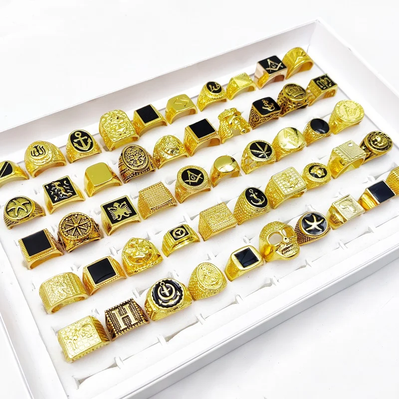 

5/10/12pcs/Lot Fashion Rings for Men and Women Wholesale Mixed Antique Silvery Golden Alloy Charm Jewelry Ring Accessories Gift