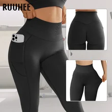 RUUHEE Seamless Leggings Women Tummy Contorl High Waist Yoga Pant Scrunch Butt Womens Legging Hidden Pocket Leggings For Fitness