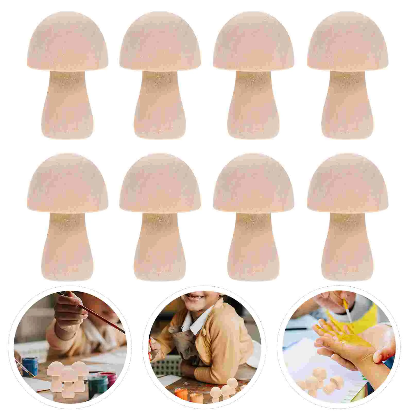 

10pcs Wooden Mushroom Models Mini Mushroom Adorns Mini Mushroom Models