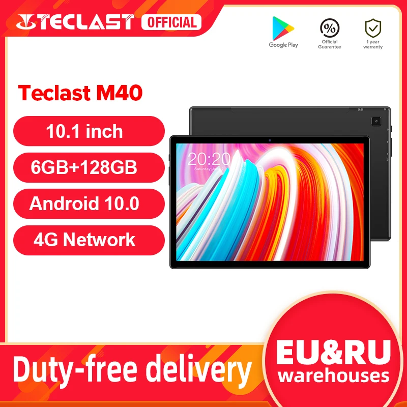 

Teclast M40 планшет, экран 10,1 дюймов, Android 10, 6 ГБ ОЗУ 1920 Гб ПЗУ, Восьмиядерный