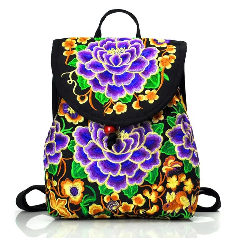 Винтажная вышивка Женская этническая Холщовая Сумка на шнурке через плечо