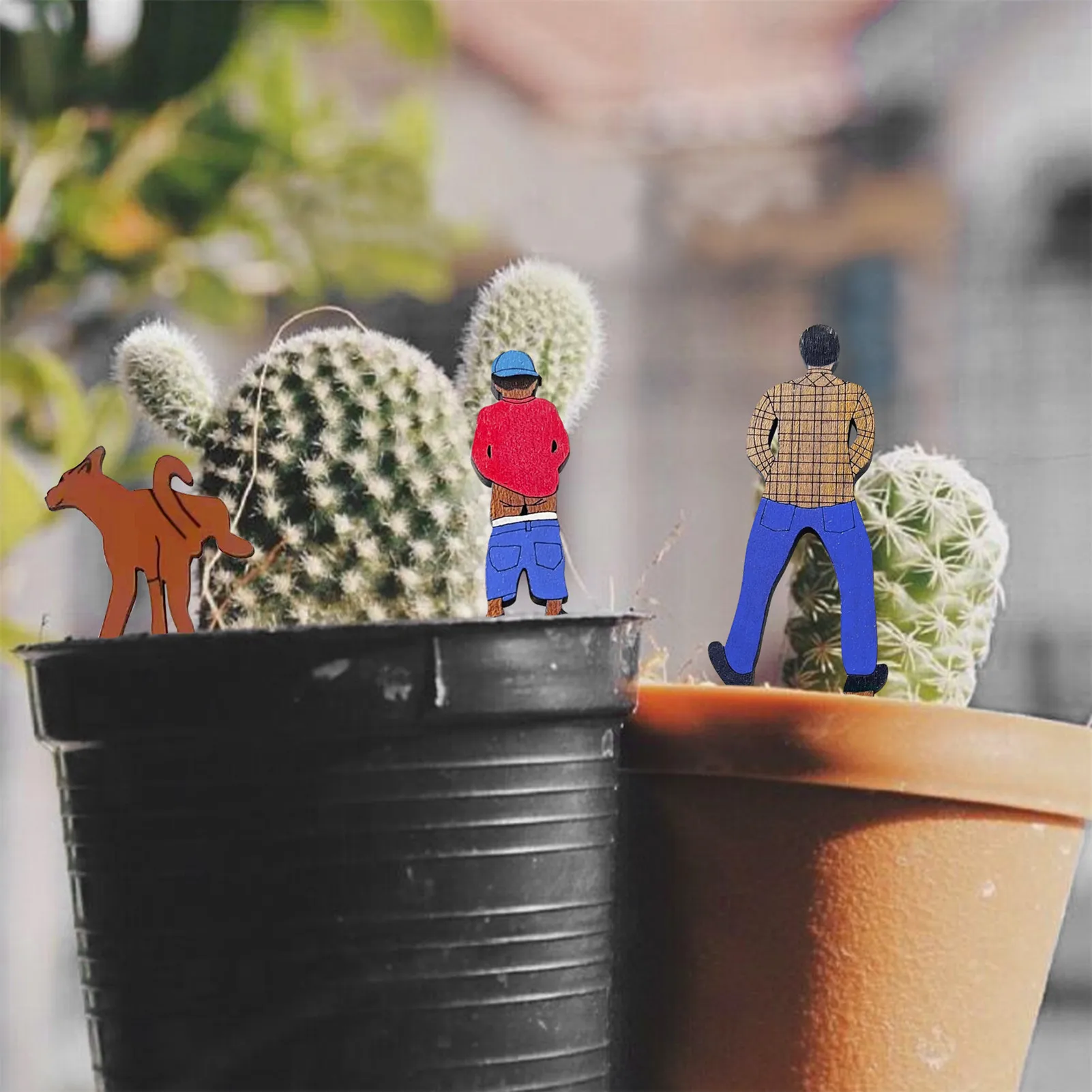 

3 шт., деревянные ставки с мультяшными персонажами, мужские и собаки, декоративные ставки, садовое художественное украшение, уникальные став...