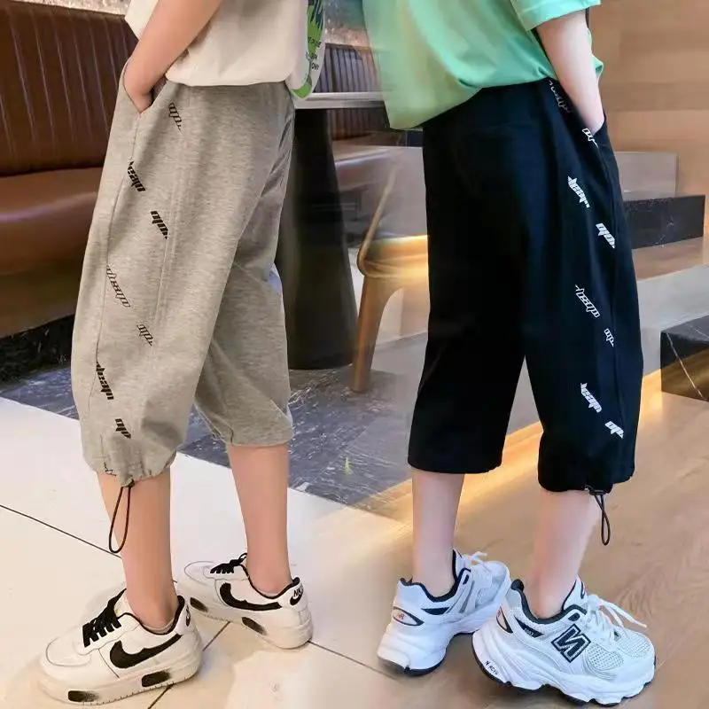 

Летние тонкие брюки-Капри Для мальчиков, свободные детские шорты