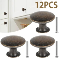 12pcs vintage cabinet knobs antique bronze cupboard door pull single hole drawer handle knob for furniture kitchen decoration