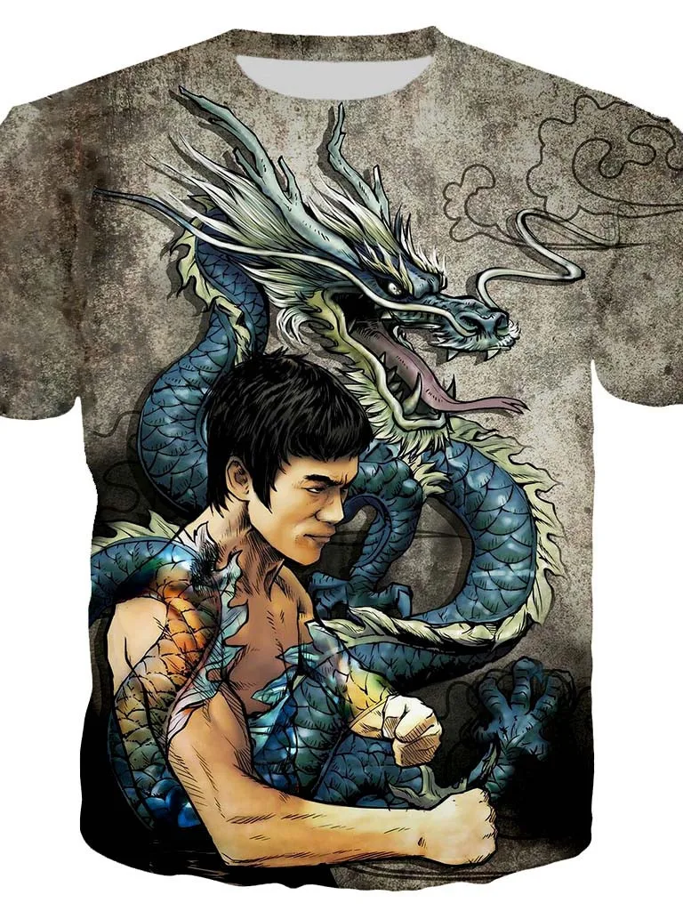 

Summary Fashion BRUCE LEE Graphic 3d Print men's T shirt Street clothes Neutral O'neck. Short Sleeve Breathable. Oversized mal