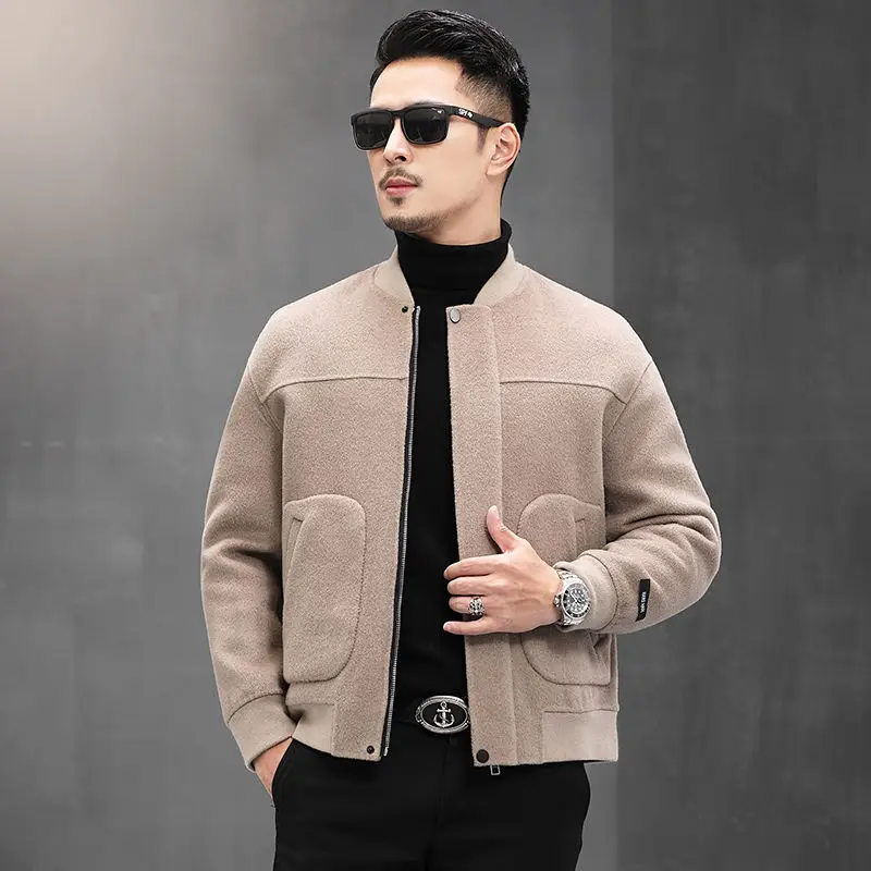 

2022 Korean Fashion O Neck Jacket Men's Loose Short Coat Spring Autumn Thickening Woolen Coat Casual Clothes For Male New G90