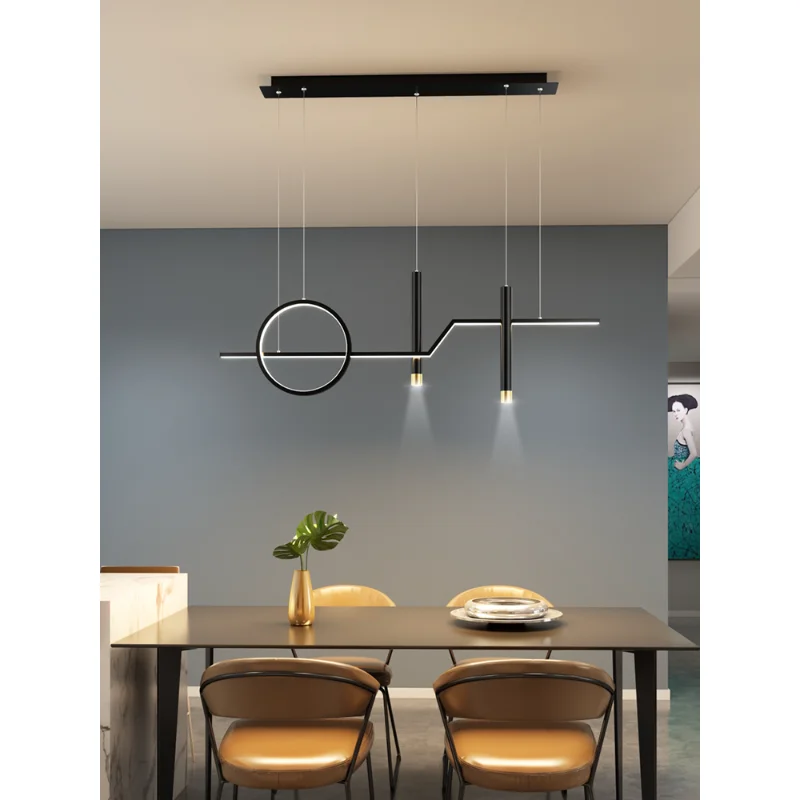 

Chandeliers Led Dining simple modern minimalist lines Nordic table light creative bar counter long strip designer lamps
