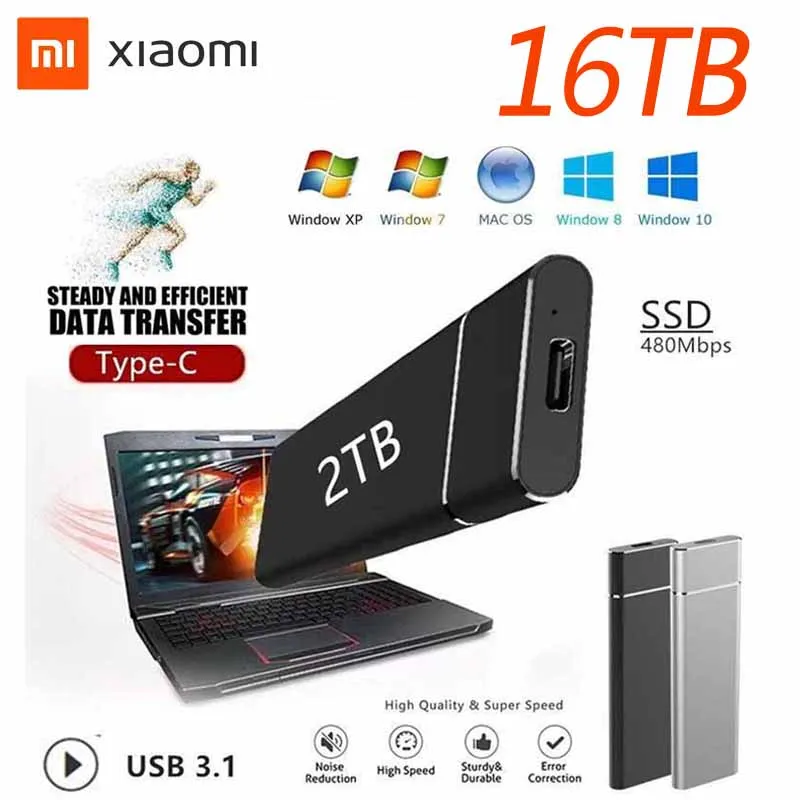 

SSD Portable High-speed 1TB 4TB 8TB 2TB External Mobile Solid State Hard Drive USB 3.1 External SSD Typc-C Hard Drive