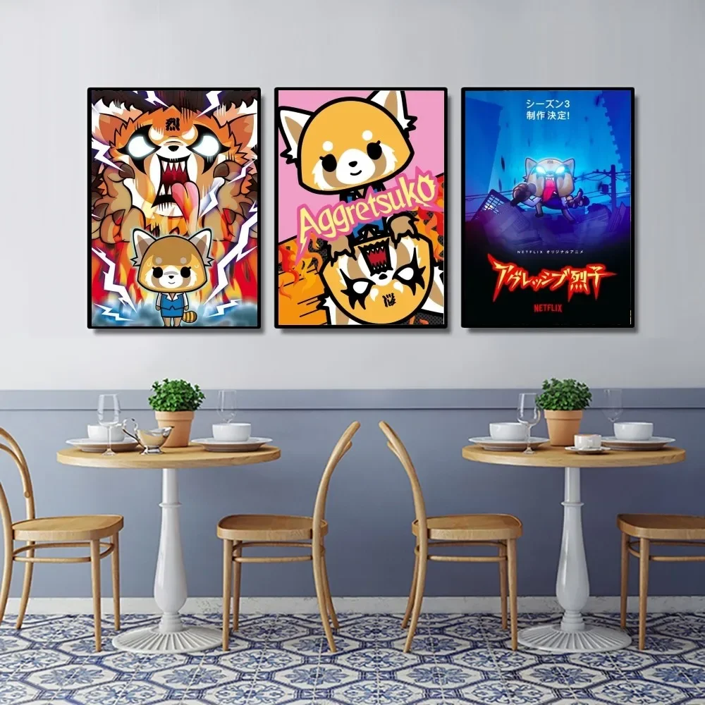 Плакат Aggretsuko в стиле аниме-рок без рамки постер из крафт-бумаги для клуба