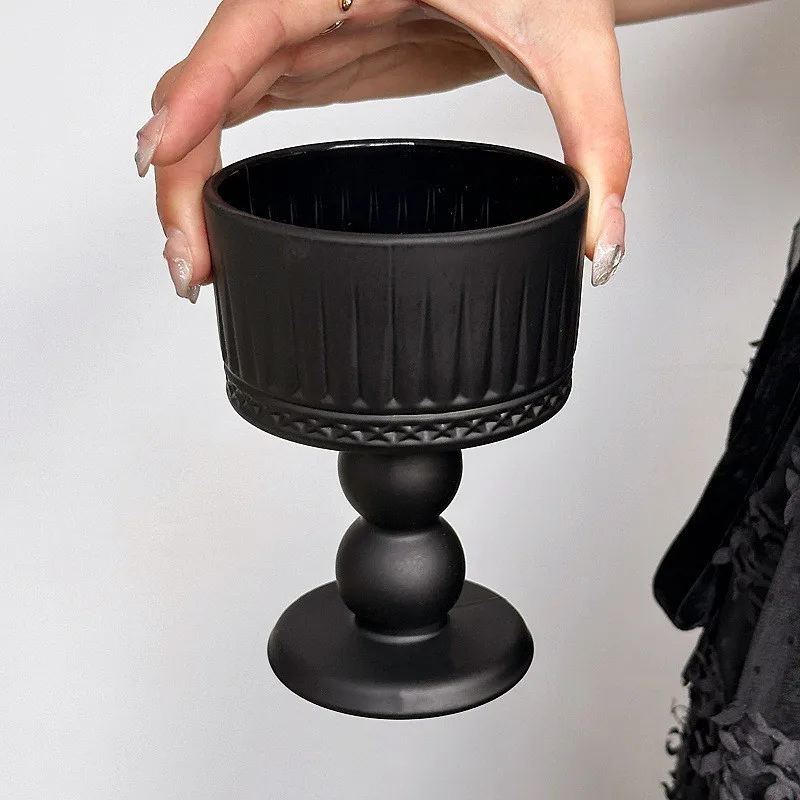 Винтажная черная чашка матовый бокал для красного вина черный набор посуды