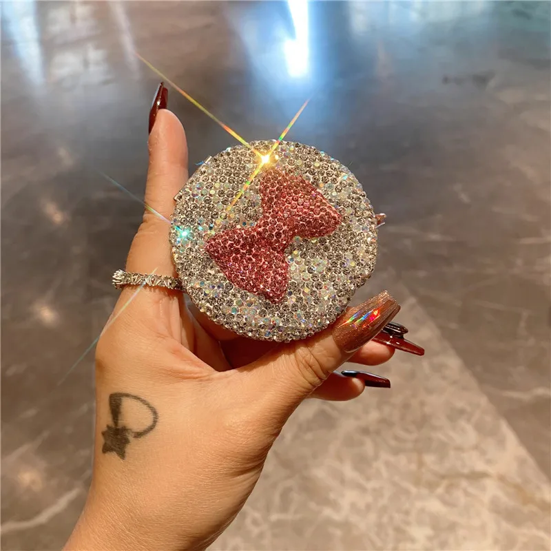 Роскошное двухстороннее качественное блестящее зеркало для макияжа с розовым