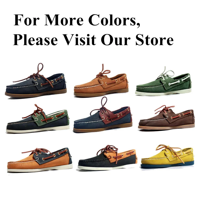 Men Genuine Leather Docksides Classic Boat Shoes,Men Designer Sneakers For Homme Femme Black Brown Navy Blue Brown Loafers Y027