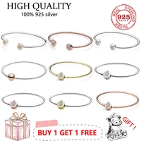 authentic s925 sterling silver sparkle crown opening cz bracelet for women diy jewelry original charm