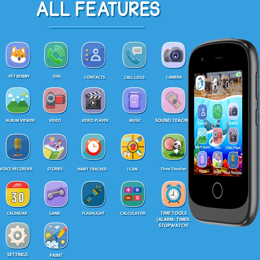 Детские Умные Часы 2G С Функцией Вызова SOS Двойная Камера Музыкальный Плеер