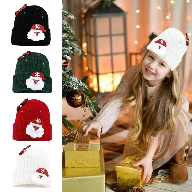 Вязаные шапки для женщин Рождественская зимняя Лыжная шапка с Санта Клаусом