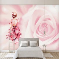 custom any size 3d pink girl back view decorative painting background wall paintin mural wallpaper papel pintado de pared tapety