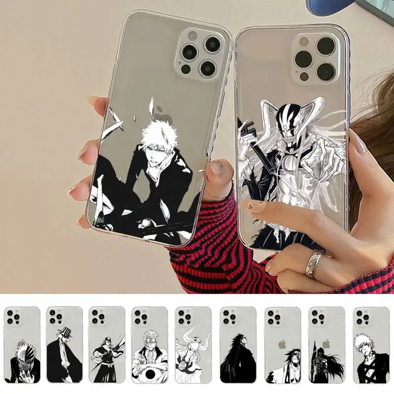 

Bleach black and white Phone Case for iPhone 11 12 13 mini pro XS MAX 8 7 6 6S Plus X 5S SE 2020 XR clear case