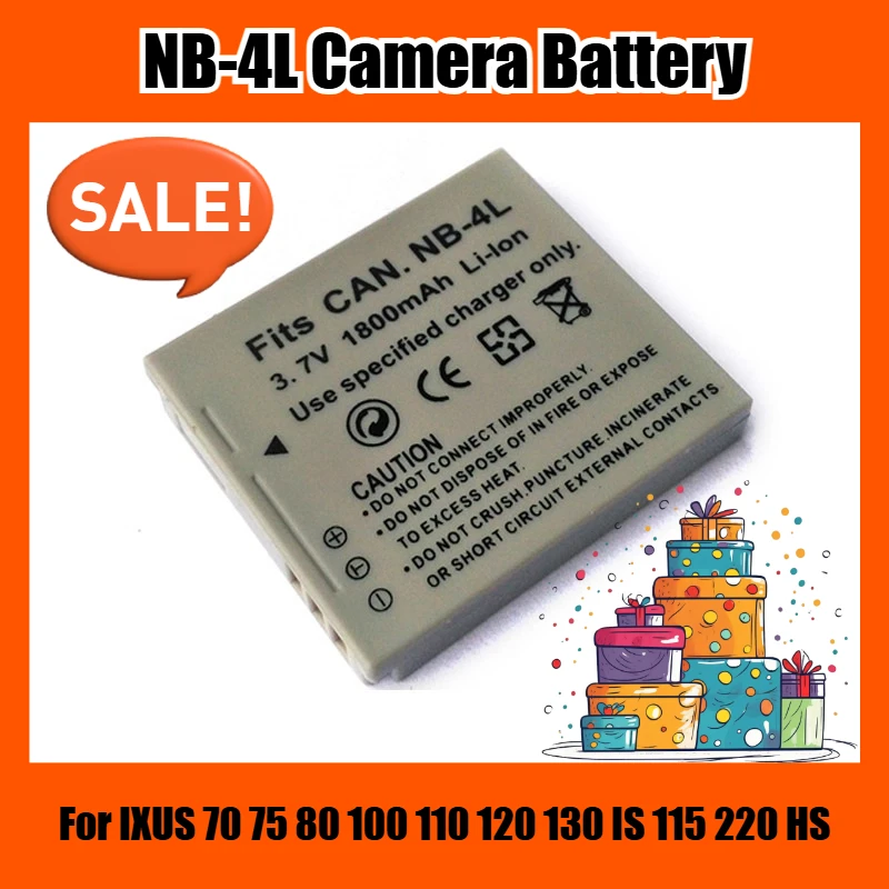 Фото Аккумулятор для камеры NB-4L 3,7 В, 1800 мАч, для IXUS 70 75 80 100 110 120 130 IS 115 220 HS №1
