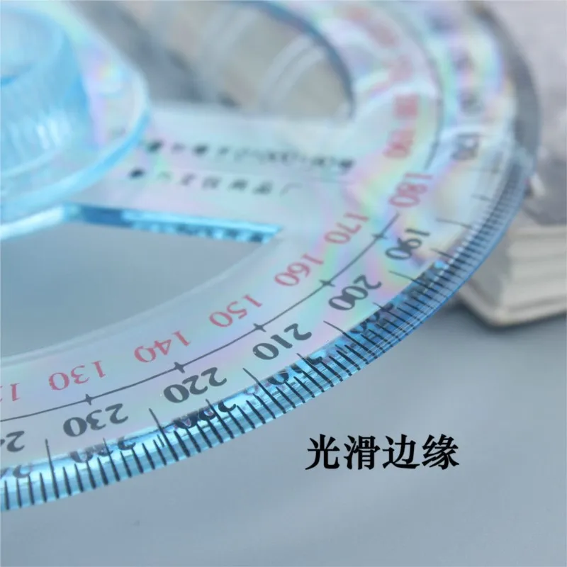 Прозрачный пластиковый транспортир диаметром 360 градусов 10 см линейка угловой