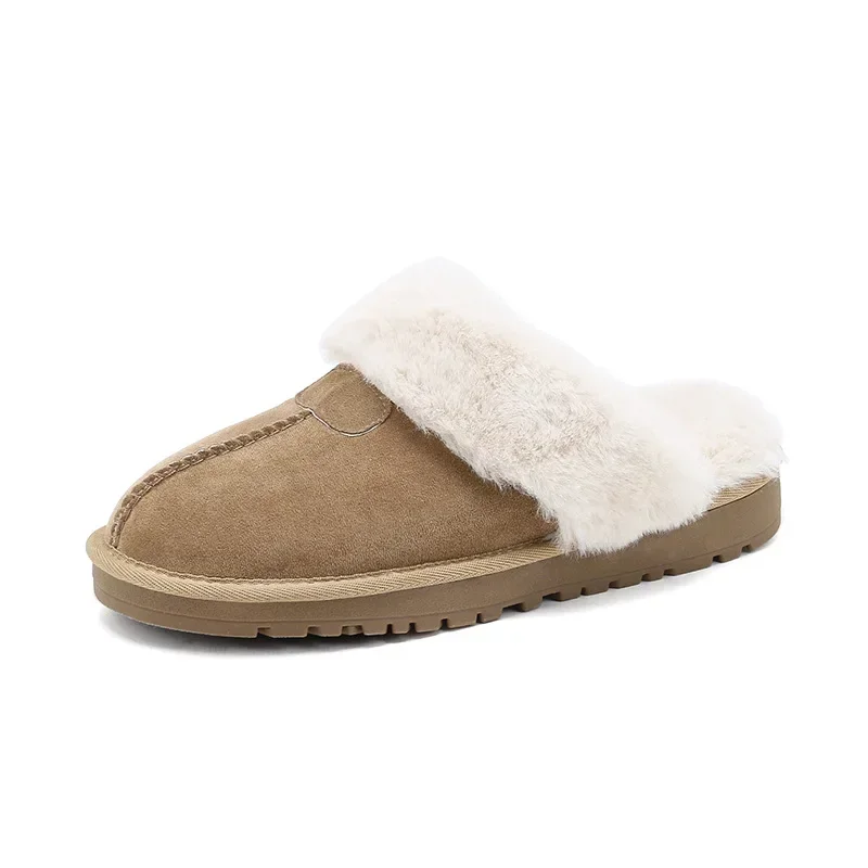 TRAF домашние тапочки с закрытым носком и круглой головкой женские зимние из