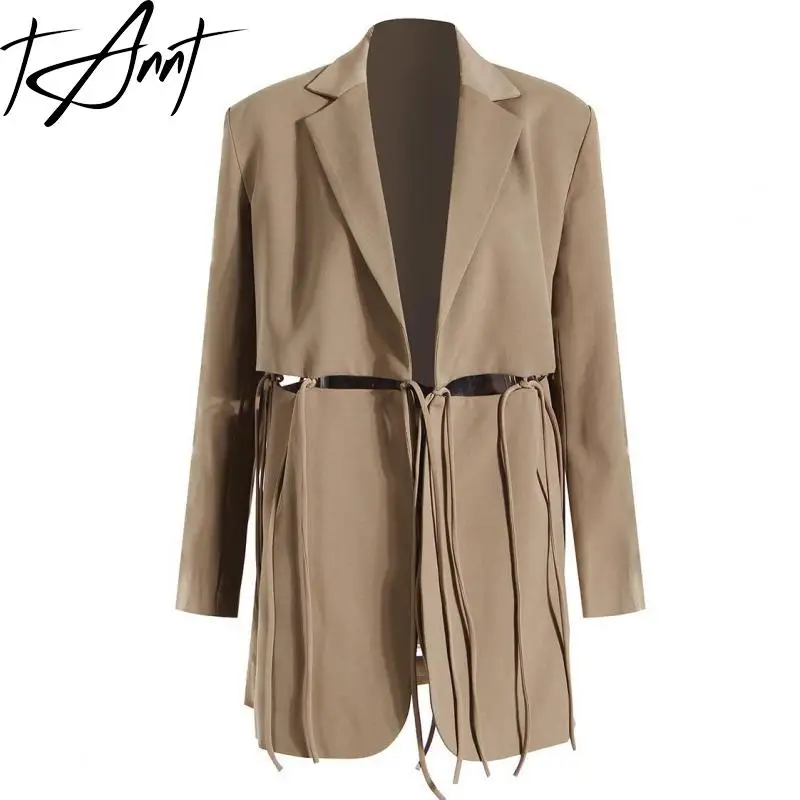 

Tannt Women Blazer Irregular Hollow Out Bandages Women Blazers And Jackets Black Khaki Asymmetry Women's Blazers Coats 2023 New