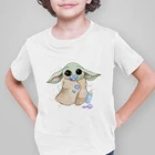 Детская футболка с сосками Yoda Eat, одежда для маленьких девочек, мальчиков, братьев и сестер, Детская футболка Disney