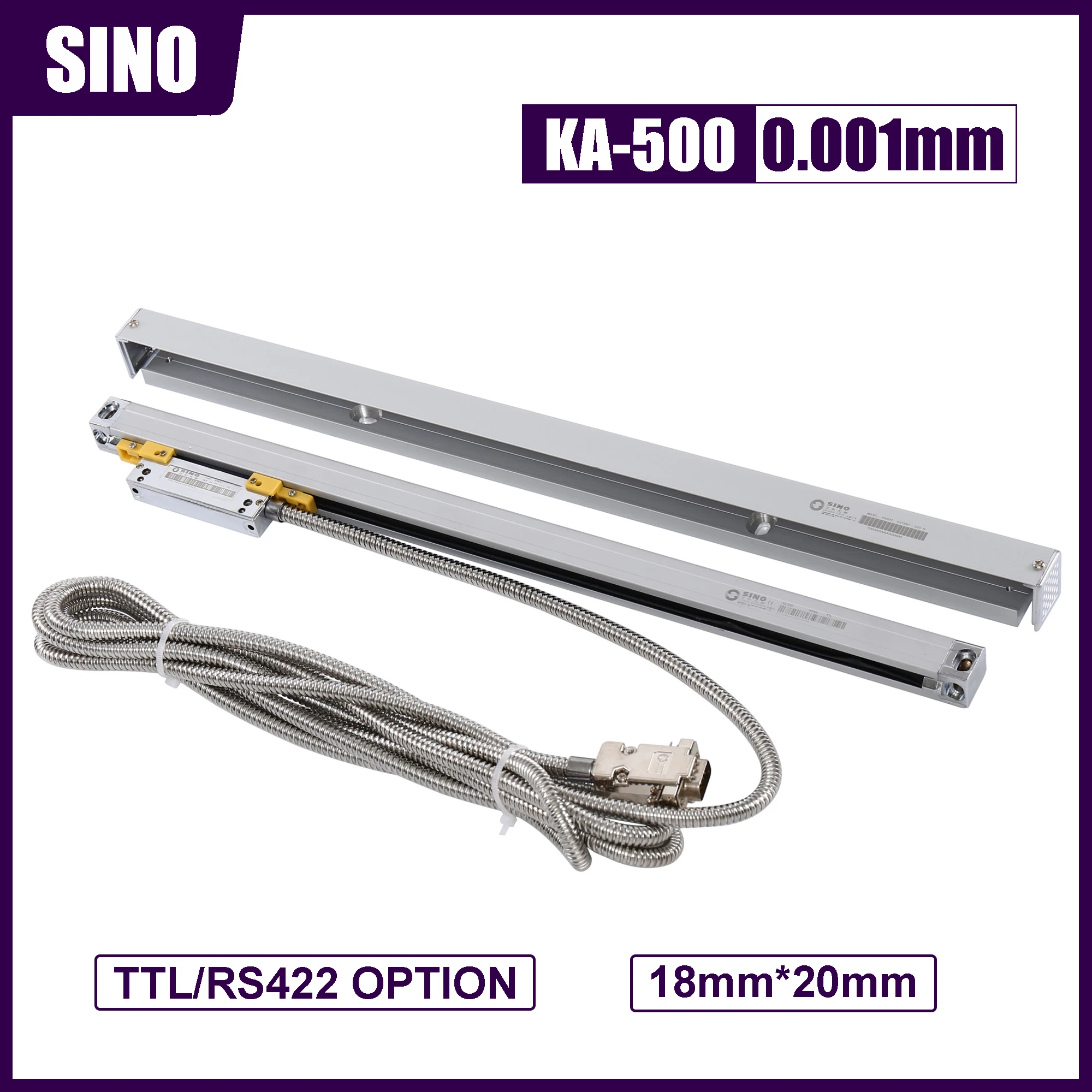 

SINO KA-500 0,001 мм TTL EIA-422-A Тонкая оптическая линейная стеклянная шкала 1 мкг 70 120 170 220 270 320 370 420 мм KA500 Решетка для токарного станка