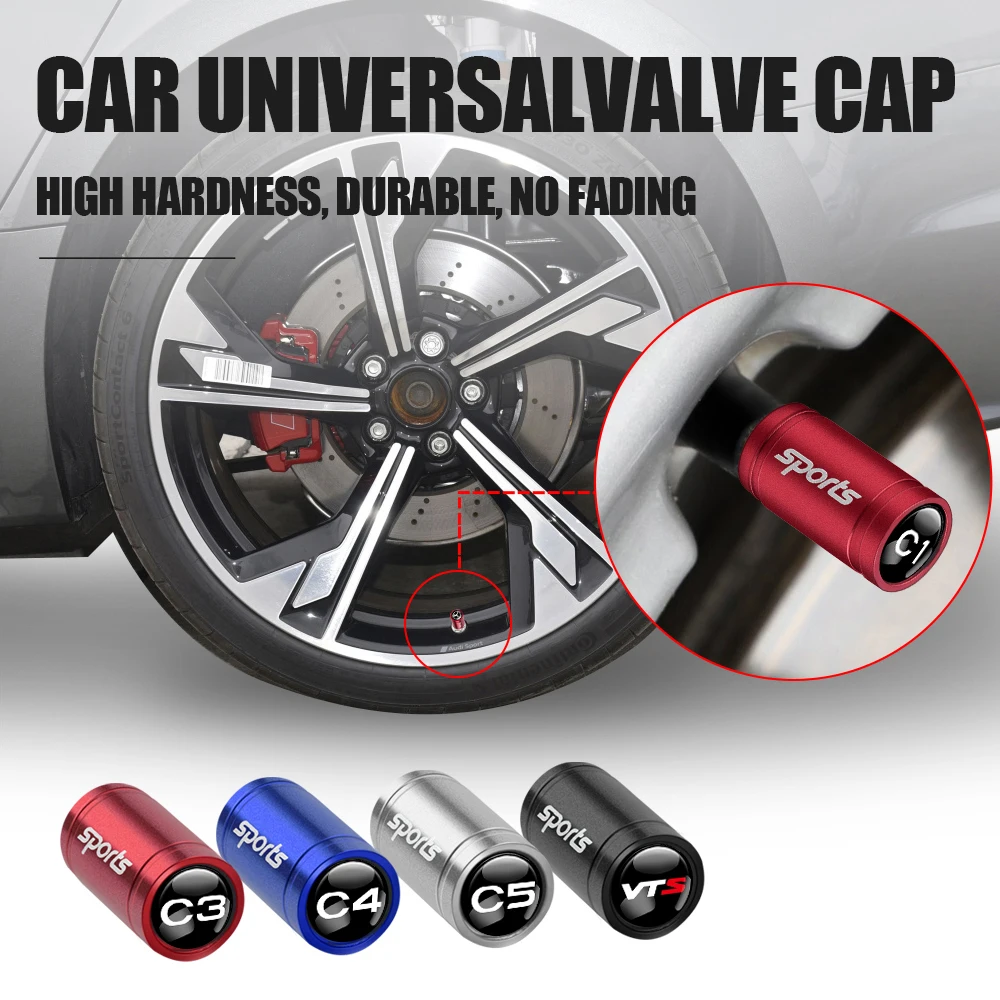 

New 4Pcs Aluminum Alloy Car Wheel Tire Valve Caps Auto Accessories For Citroen C1 C3 C4 C5 C6 VTS C-ELYSEE C4L DS Picasso Cactus