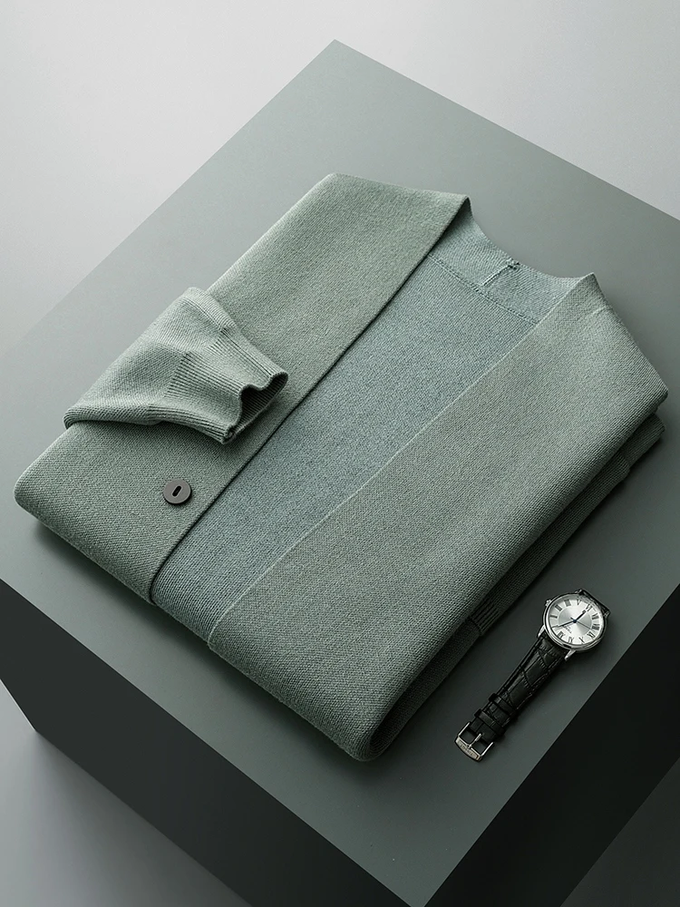Wool Jacket Men's V-Neck Cardigan Autumn and Winter New Tops Casual Knitted Loose Men's Coat Korean Fashion