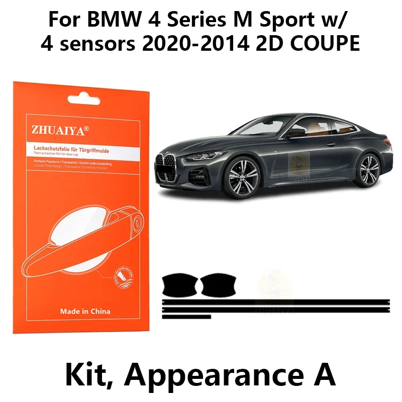 

ZHUAIYA Door Edge Guards Door Handle Cup Paint Protection Film TPU PPF For BMW 4 Series M Sport w/4 sensors 2020-2014 2D COUPE