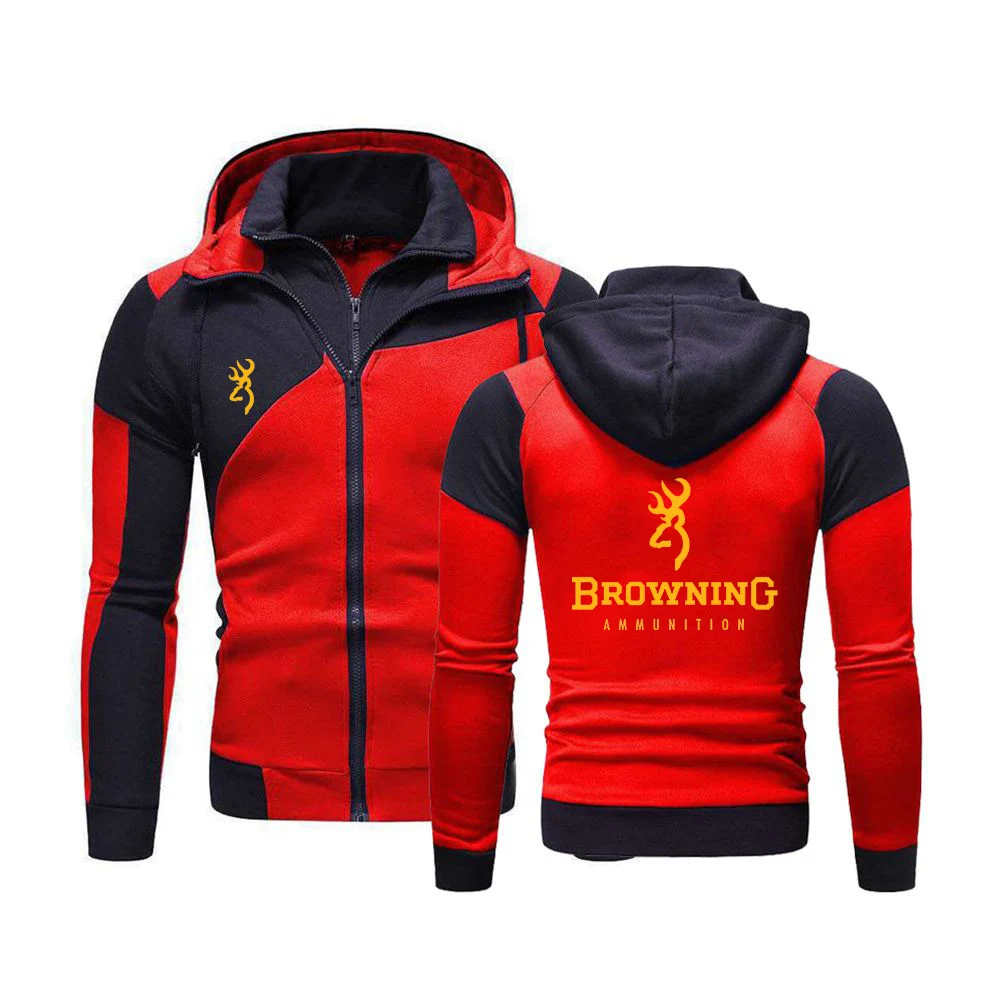 

BROWNING Printed Autumn Winter New Men's Jacket Slim Fit Hooded Zipper Jacket Male Solid Cotton Thick Warm Hoodies Coat Clothing