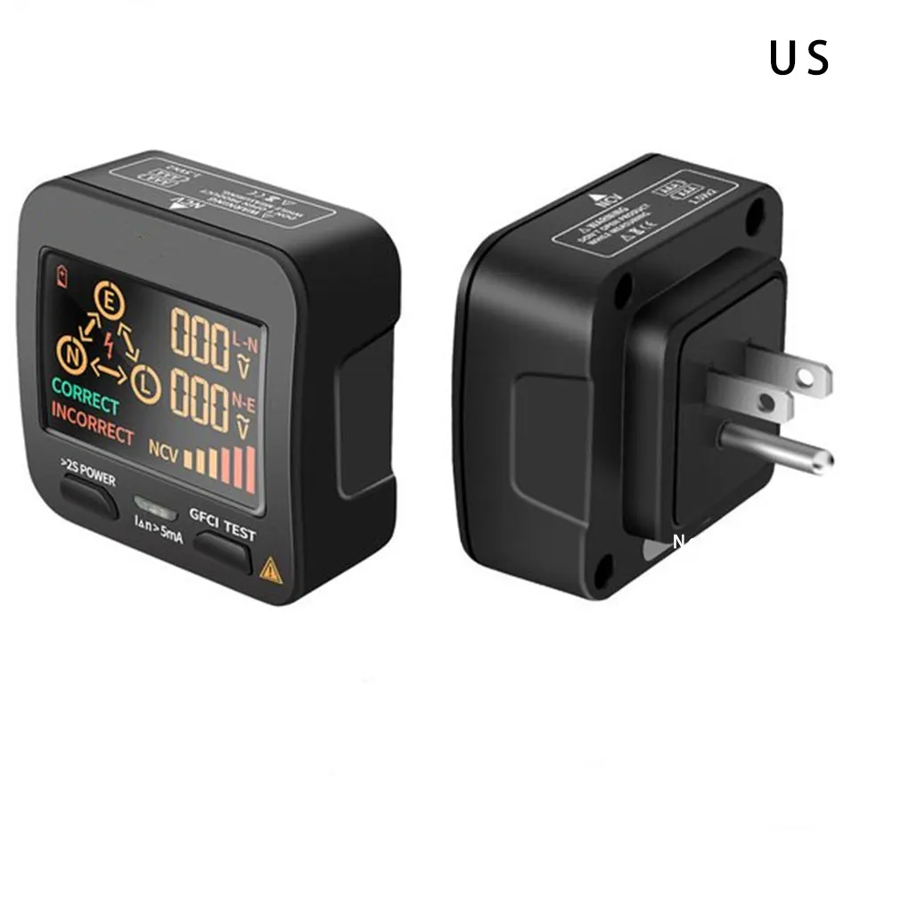 

40Khz-1Khz Digital Socket Tester Polarity Detector Button Operation US Plug