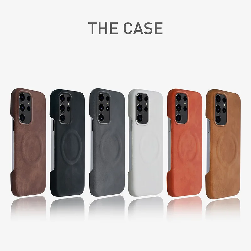 Фото Безрамочный магнитный чехол из овечьей кожи для Samsung Galaxy S26 S25 S24 S23 S22 Plus Ultra 5G, противоударный, с поддержкой MagSafe, жесткий корпус №3