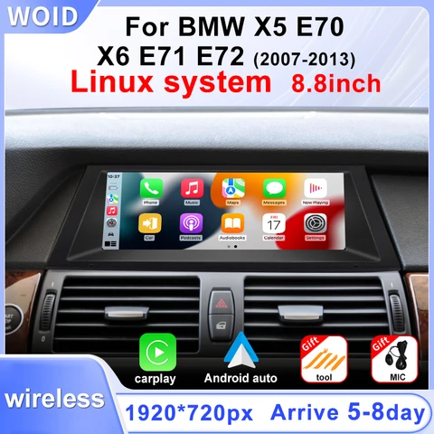 Заводская цена 8,8-дюймовый сенсорный экран для BMW X5 E70 X6 E71 E72 CCC CIC Беспроводной Carplay Android Auto Автомобильный мультимедийный плеер BT