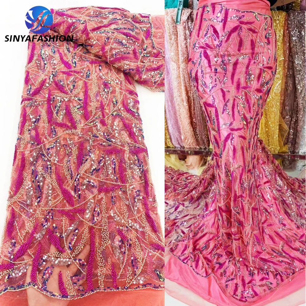 Женская роскошная кружевная ткань с африканскими блестками свадебная вышивка 2023