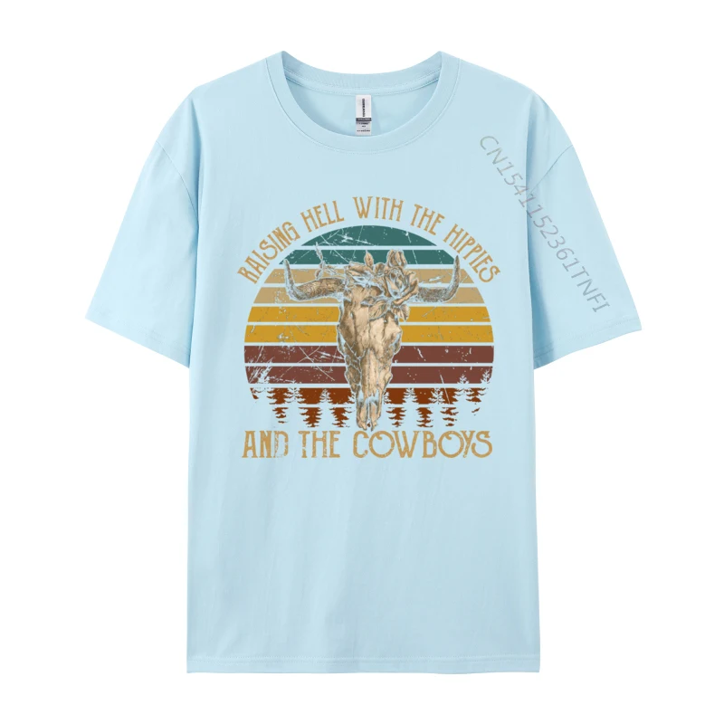Ковбойская рубашка Raising Hell With The Hippies футболки с черепом быка хипстерская