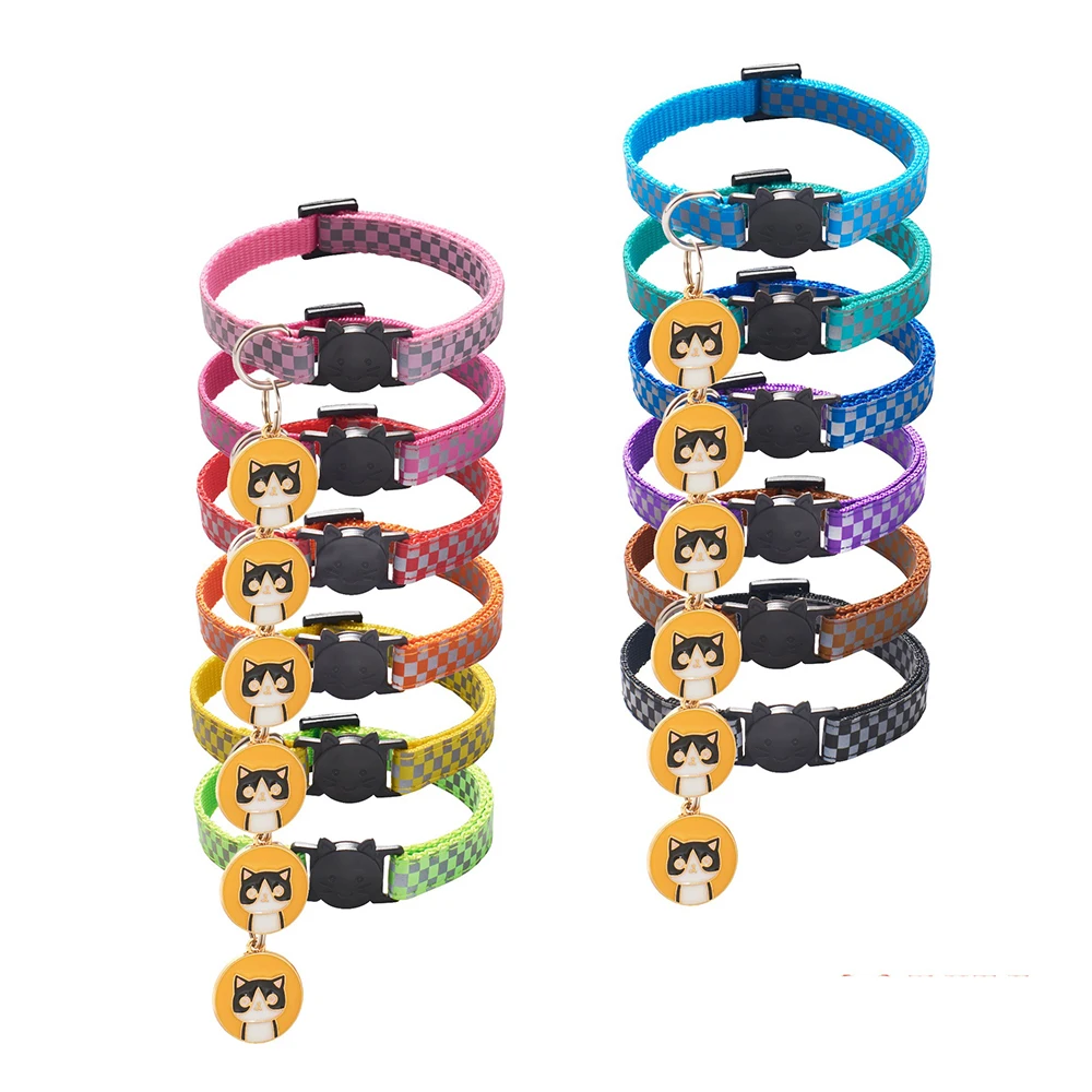 

2 Pcs Reflective Breakaway Cat Collar Neck Ring Necklace Bell Pet Products Safety Elastic Adjustable With Pet Accessories