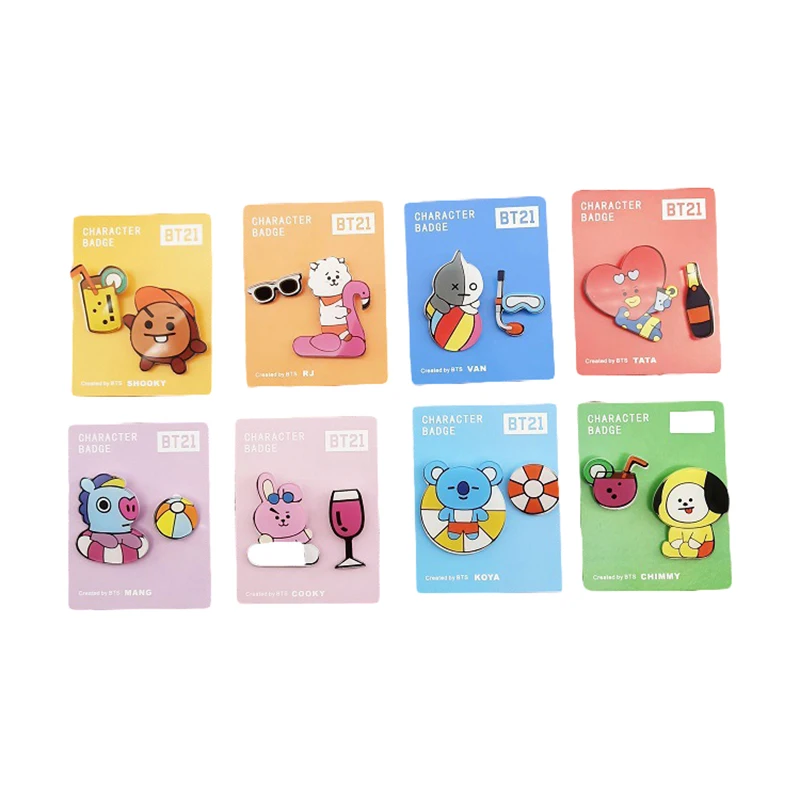 

Bt21 Chimmy Koya Tata Mang Rj Shooky Cooky Van Brooch Badge Listed Creative Accessories Cartoon Kawaii Cute