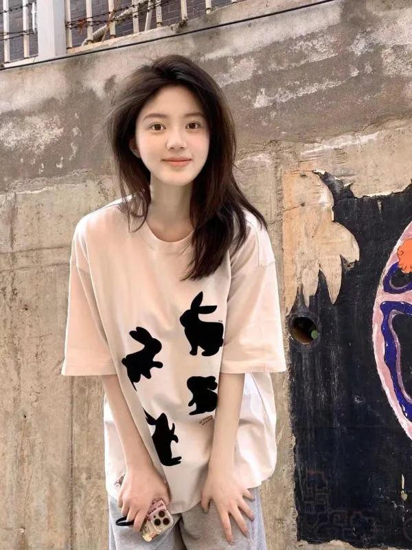 Женская летняя футболка с коротким рукавом и круглым вырезом