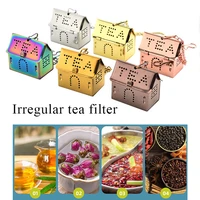 tea strainer creative house shape tea infuser stainless steel leaf tea maker strainer with chain spice flower filter teapot tool