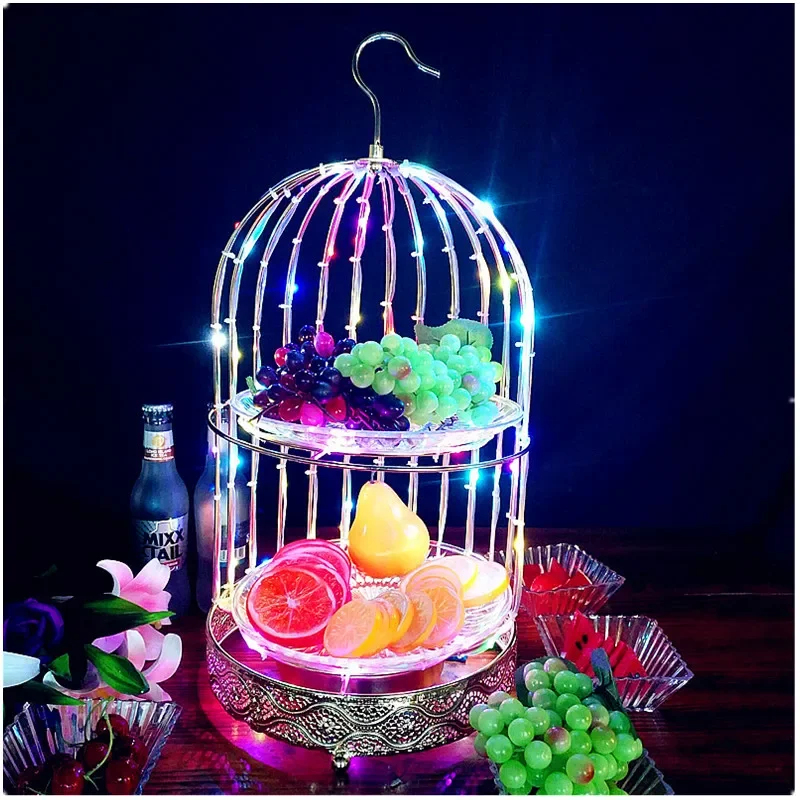 Светящаяся подставка для фруктов снэков креативная бара клетка миска ночная
