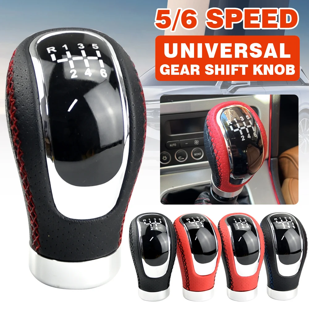 

Universal 5 6 Speed Black Gear Shift Knob Shitfer Lever Stick Replacement for All Manual Car Black and Red Available