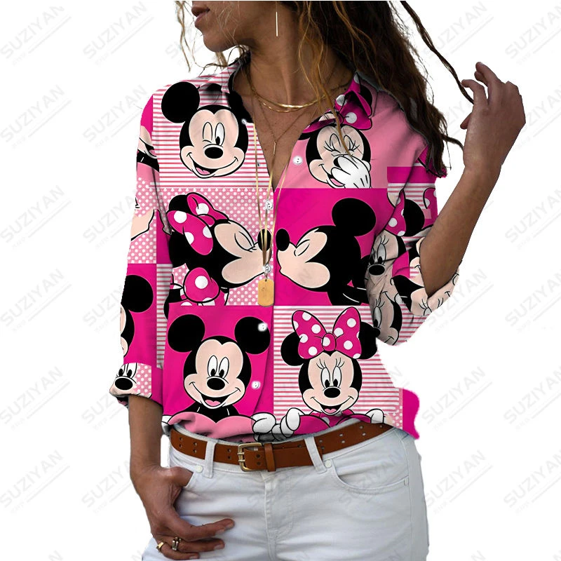 

Spring/Summer 2023 Casual Fashion Disney Pattern 3D Printed Women's Shirt Short Sleeve Shirt Spring New