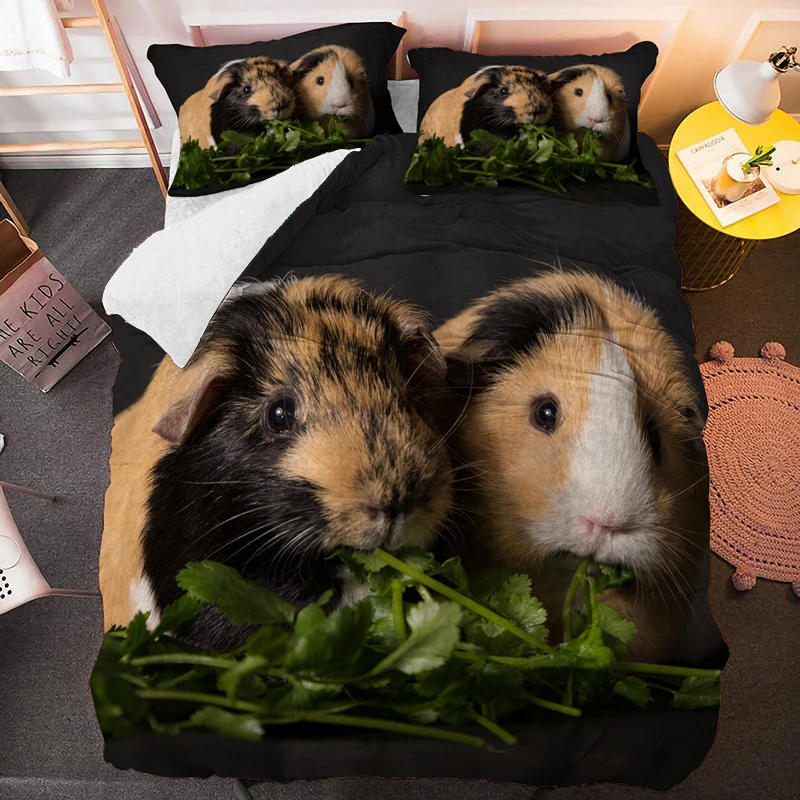 

Set Hamster Comforter Animal 3D Guinea Pig Bedding Luxury Queen King Single Duvet Cover Set Home Textile Decoration Fantasy Gift