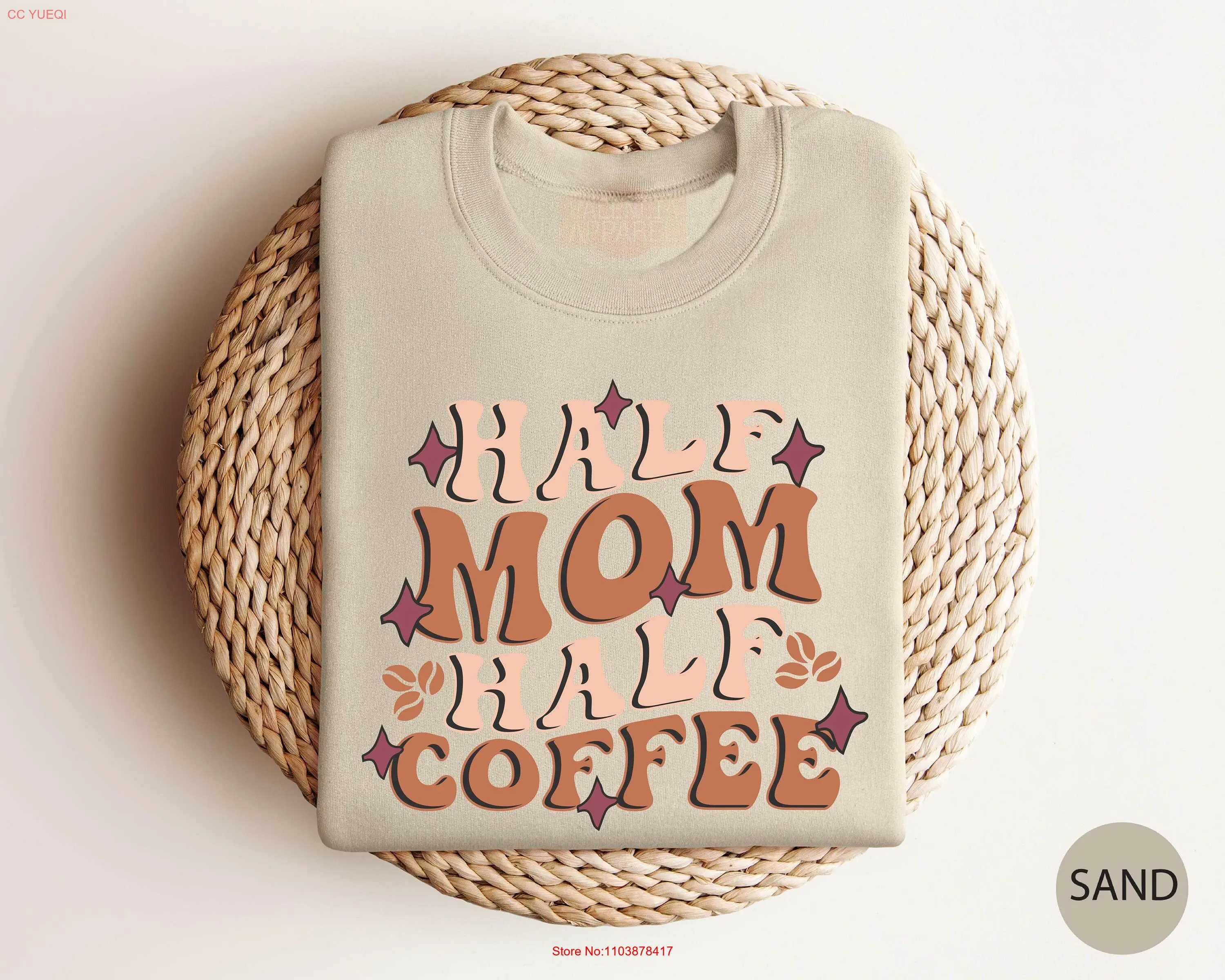 Футболка Half Mom Coffee SweaT свитер Mama с круглым вырезом мама для длинных или коротких