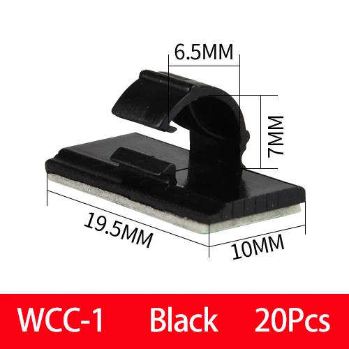 

20 шт. самоклеящиеся зажимы для проводов, органайзер для кабеля, WCC, зажим для стяжки, пластиковое крепление, держатель для настольной линии, застежка для управления сетью