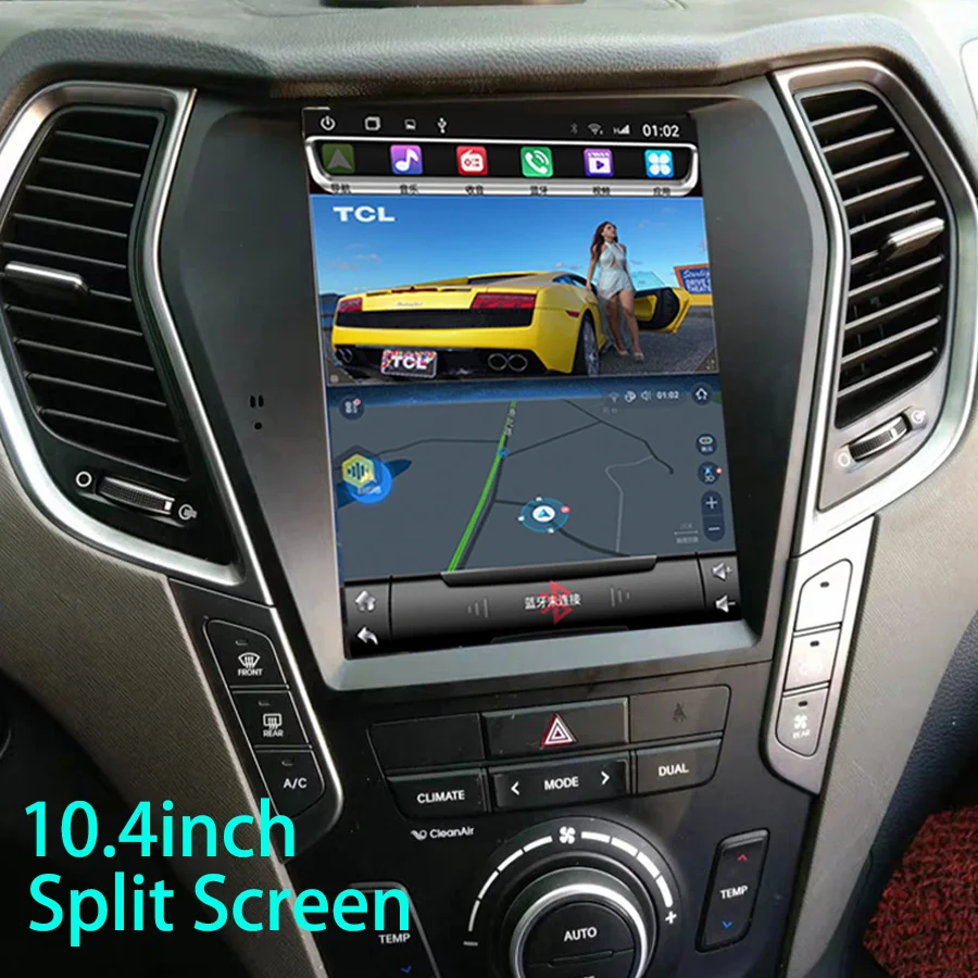 2 Din Android 12 Автомобильный радиоплеер GPS-навигация видео мультимедиа для Hyundai Santa Fe