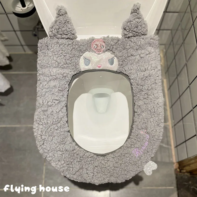 

Kawaii Sanrios Toilet Cushion Cute Kuromi My Melody Cinnamoroll Cartoon Thickening Toilet Cushion Decorative Toy for Girls Gift