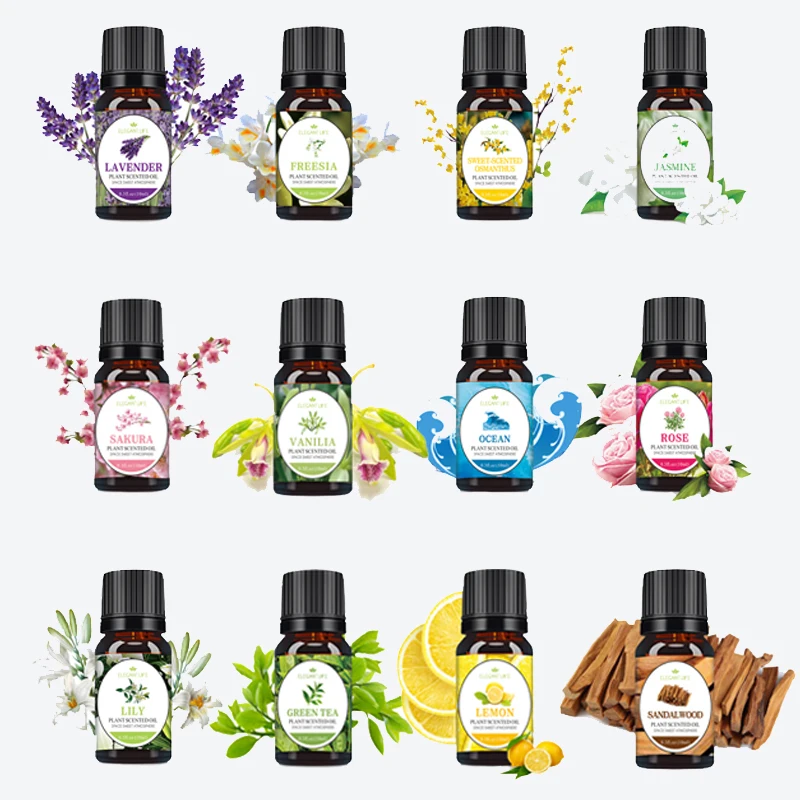

12pcs Lavender Jasmine Rose Tea Tree Soap Candles Fragrance Essential Oils Set Aromatherapy Diffuser Humidifier Body Massage Oil